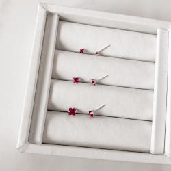 Trio zircônias quadradas 3, 4 e 5mm cereja