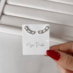 Brinco ear cuff 3 corações vazados detalhe zircônias tarraxa