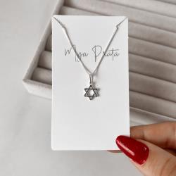 Colar pingente estrela de Davi lisa 12mm 40cm