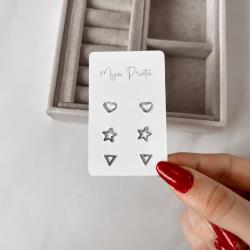 Trio coração, estrela e triângulo vazados