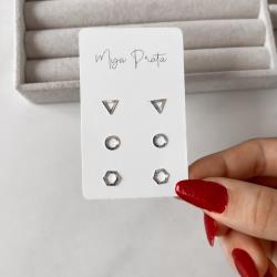 Trio triângulo, círculo e hexágono vazados