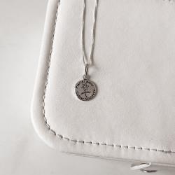 Colar pingente medalha plantar amor, colher felicidade envelhecido 12mm 45cm