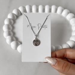 Colar pingente medalha Meu filho tem 4 patas Gato resina 12mm 45cm