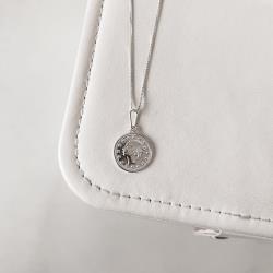 Colar pingente medalha moeda libra 15mm 45cm