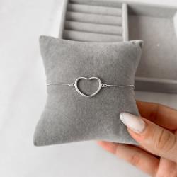 Pulseira entremeio coração vazado 18mm