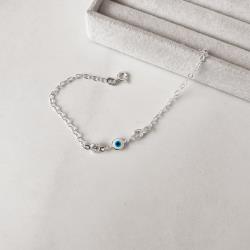 Pulseira entremeio zircônias e olho grego 6mm