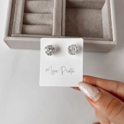 Brinco zircônia redonda cristal 10mm