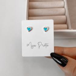 Brinco infantil coração resina azul 6mm tarraxa baby