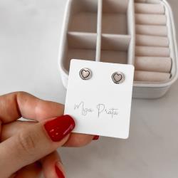 Brinco medalha coração 8mm envelhecido