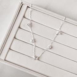 Colar zircônias triângulo, oval e retangular 40+5cm