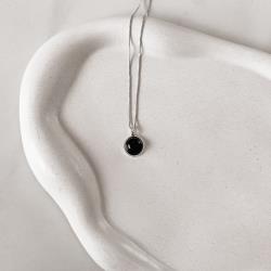 Colar pingente pedra ônix 12mm 45cm