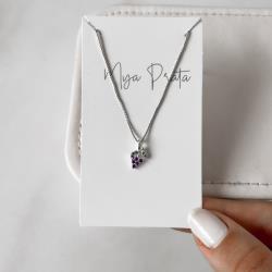 Colar pingente uva com zircônias coloridas 10mm 40cm