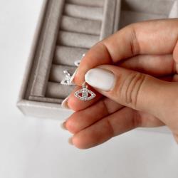 Pingente olho cravejado 12mm