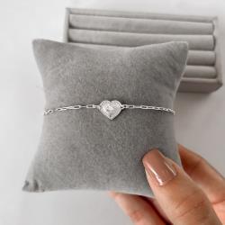 Pulseira entremeio coração trabalhado 13mm