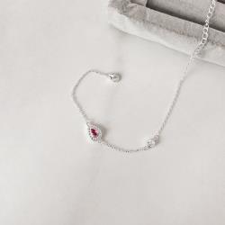 Pulseira entremeio zircônia gota cereja com cravejado 10mm e zircônia redonda 4mm