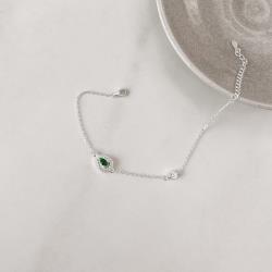 Pulseira entremeio zircônia gota esmeralda com cravejado 10mm e zircônia redonda 4mm