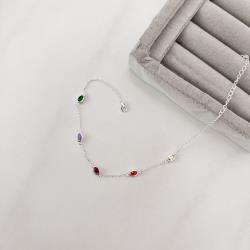 Tornozeleira entremeio zircônias ovais coloridas 6mm