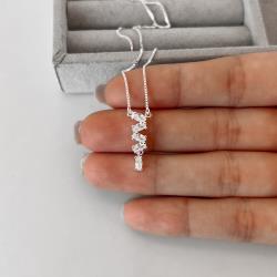 Colar entremeio zircônias navete cristal 21mm v15 40+5cm