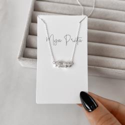 Colar entremeio zircônias retangular e losango 18mm 40+5cm