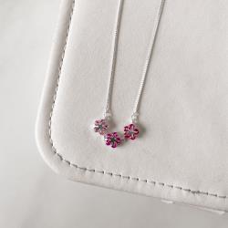 Colar entremeio estrelas cravejadas rosa 25mm v15 40+5cm