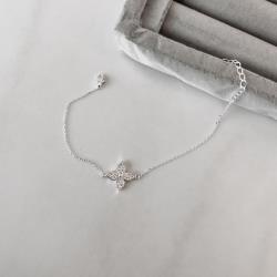 Pulseira entremeio flor cravejada 15mm