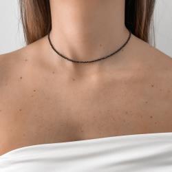 Choker zircônia redonda facetada ônix 2mm