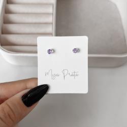 Brinco zircônia redonda lilás 4mm