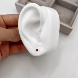 Brinco zircônia redonda cereja 3mm