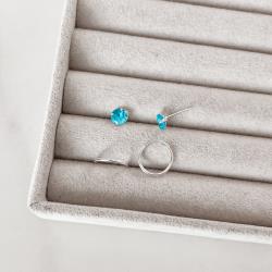 Dupla zircônia redonda azul 6mm e argola 12mm