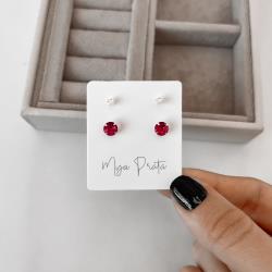 Dupla bola 3mm e zircônia redonda cereja 6mm