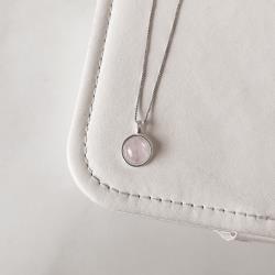 Colar pingente quartzo rosa 12mm 45cm