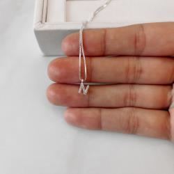 Colar pingente letra N cravejada 6mm 40cm