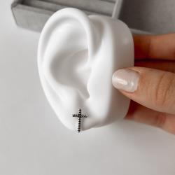 Brinco cruz fio bolinhas envelhecido 13mm