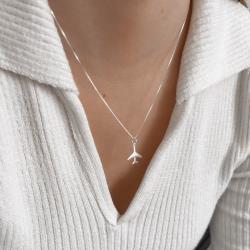 Colar pingente avião 15mm 45cm