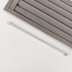 Pulseira Riviera zircônias coração e redonda 5.5 fecho gaveta 18cm ródio