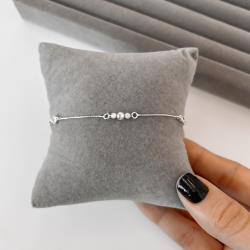 Pulseira entremeios zircônia e bolas