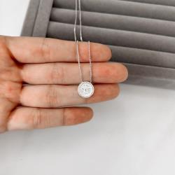 Colar medalha Espírito Santo cravejado 12mm 45cm