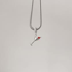 Berloque pingente taça detalhe resina 16mm elo cravejado