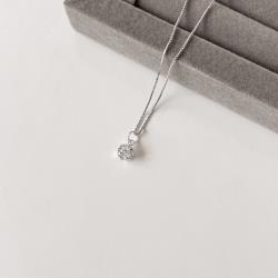 Colar pingente zircônia redonda cristal 7mm caixa alta 45cm