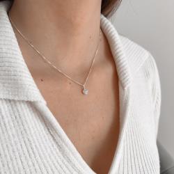 Colar pingente coração cravejado 6mm 40cm