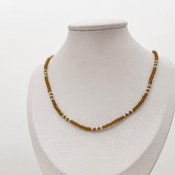 Colar cristal camel 3mm com bolas 40+5cm