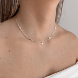 Colar entremeios corações com pingente coração vinco 5mm 40+5cm