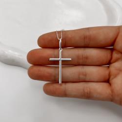 Colar pingente cruz palito 30mm 45cm
