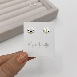 Brinco infantil abelha resina 9mm tarraxa baby