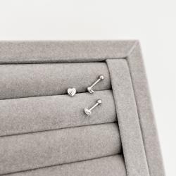 Piercing haste coração com zircônia 5mm