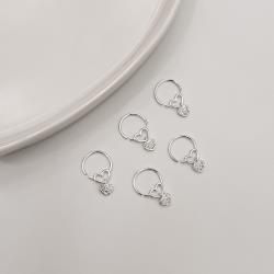 Piercing argola 10mm coração vazado pingente coração cravejado