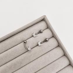 Piercing haste zircônia e borboleta cravejada 8mm umbigo