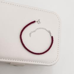 Pulseira cordão trançado marsala 2mm 16cm com alongadora
