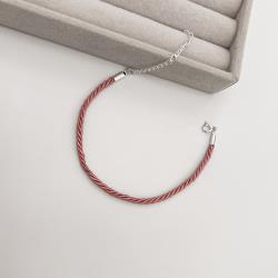 Pulseira cordão trançado rosa 2mm 16cm com alongadora
