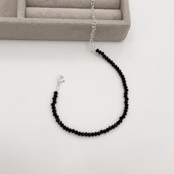 Pulseira cristal preto 3mm 16cm com alongadora